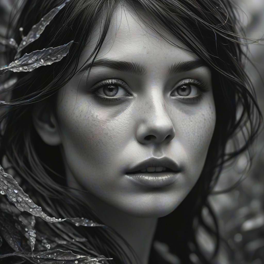 Hyper-Realistic Portrait in Monochromatic Abstraction