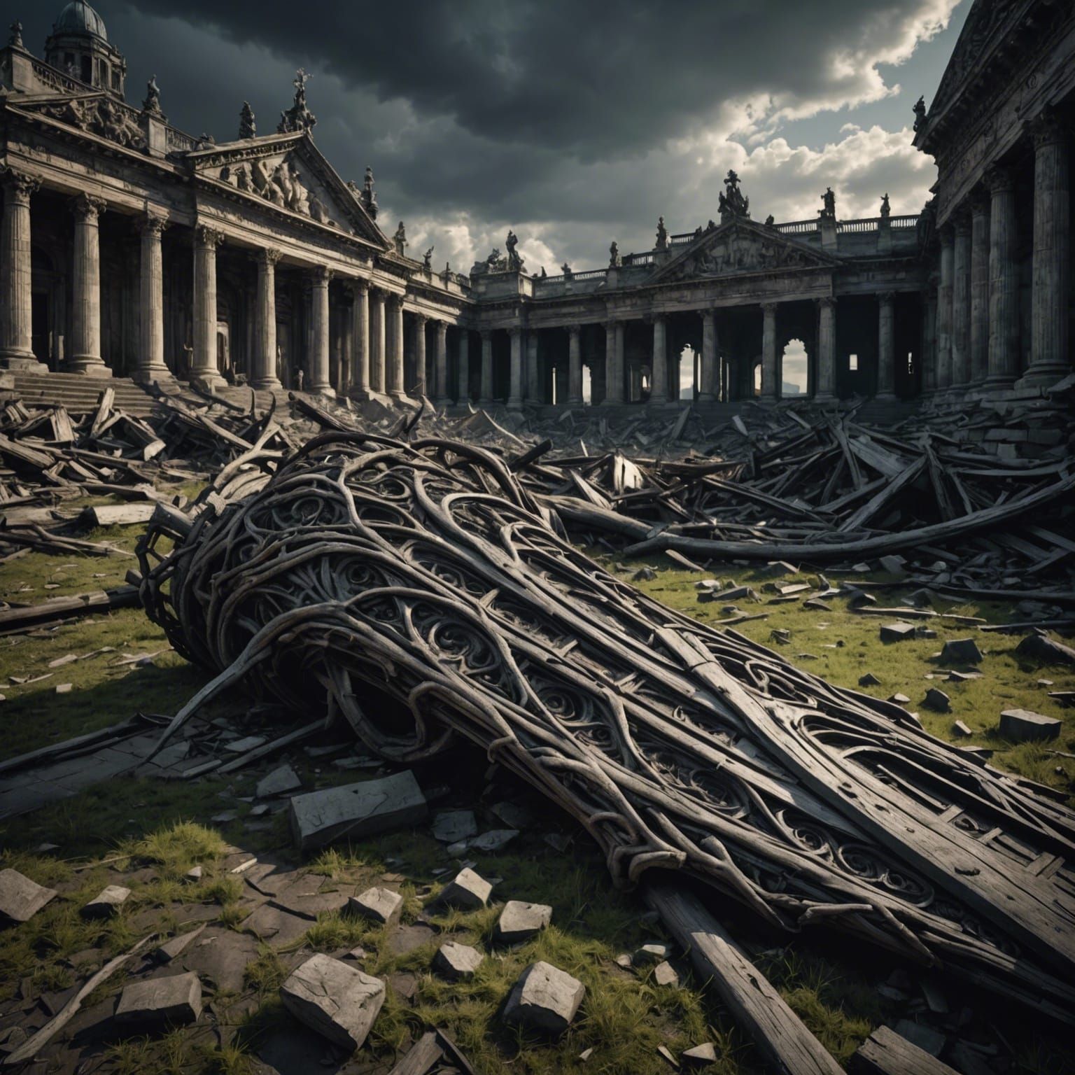 Intricate Hyperrealistic Scene with High Contrast