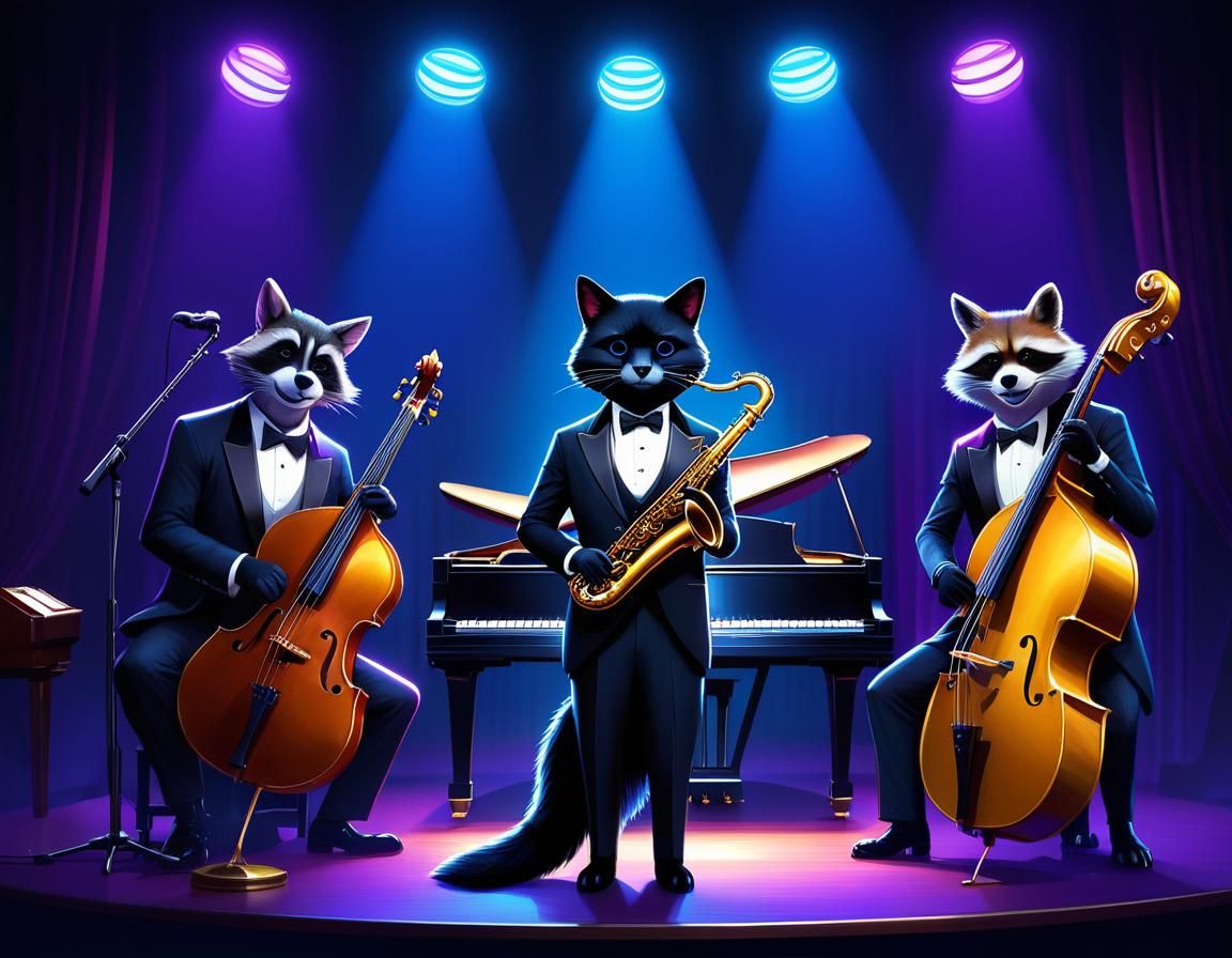 Cool Cat Jazz Club: Hyperrealistic Illustration