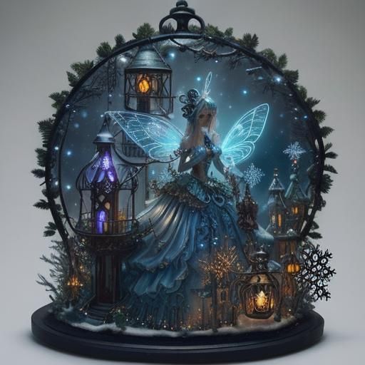 Bioluminescent Fairytale Christmas Wonderland with Steampunk...