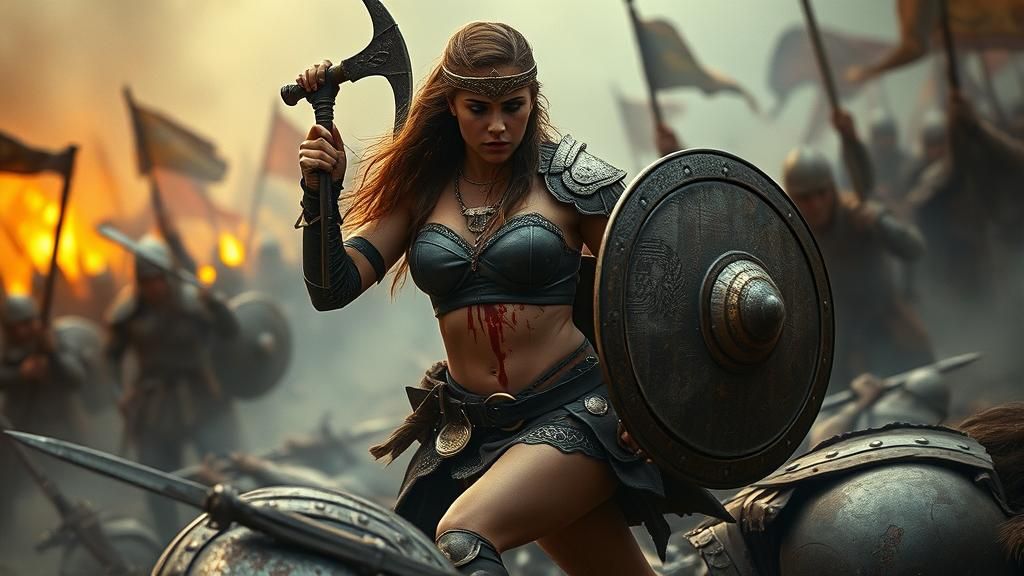 Epic Viking Battle Scene in Dark Realism Style