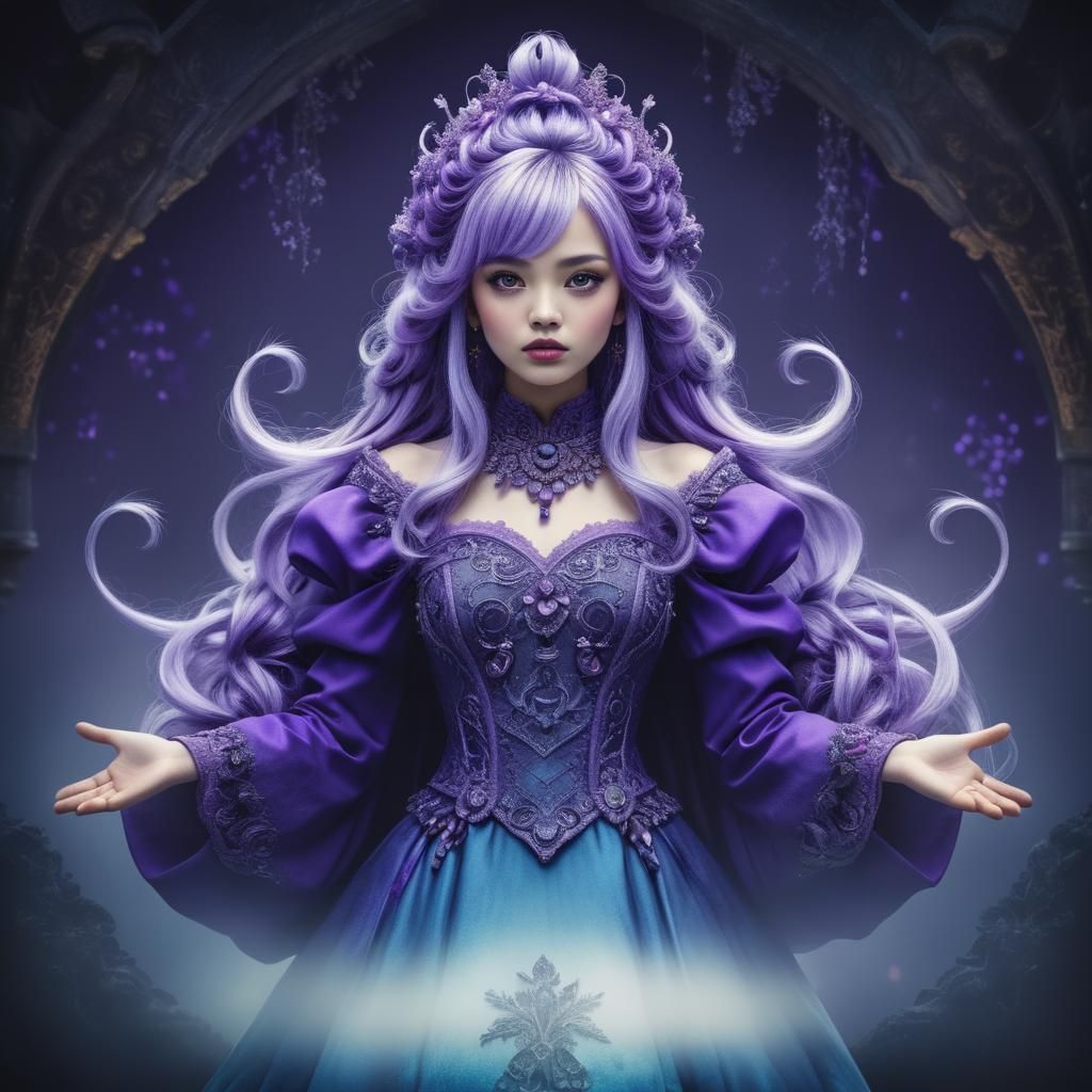 Hyperrealistic Purple Hairdo with Intricate Details