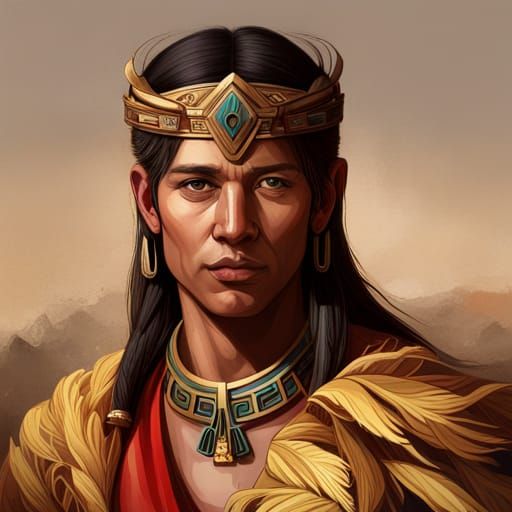 Pachacutec Portrait in Hyperdetailed Art Nouveau Style