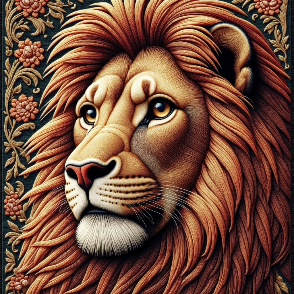 Lion's Face Tapestry in Earth Tones