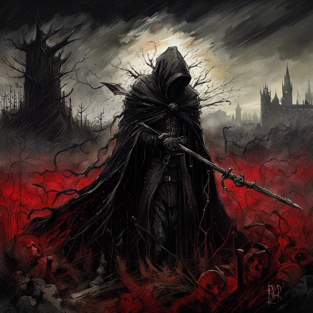 Gothic Dark Fantasy Death in Tim Burton Style