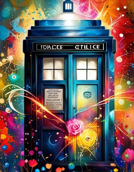 Whimsical Chibi Tardis in Vibrant Digital Art