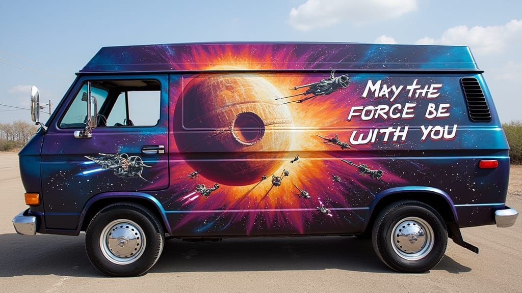 Star Wars Death Star Battle: Airbrush Van Mural