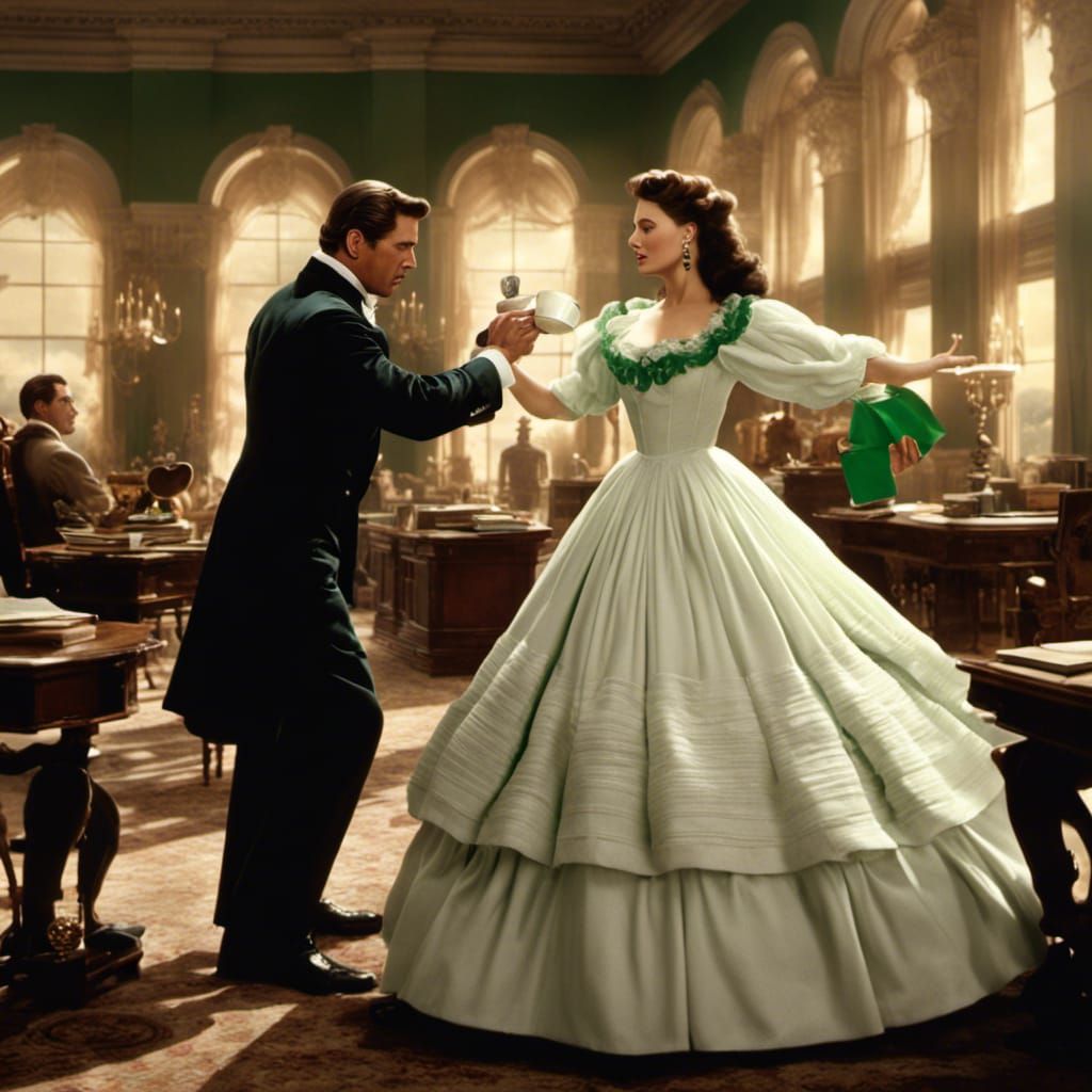 Cinematic Portrait: Scarlett and Rhett's Dramatic Confrontat...
