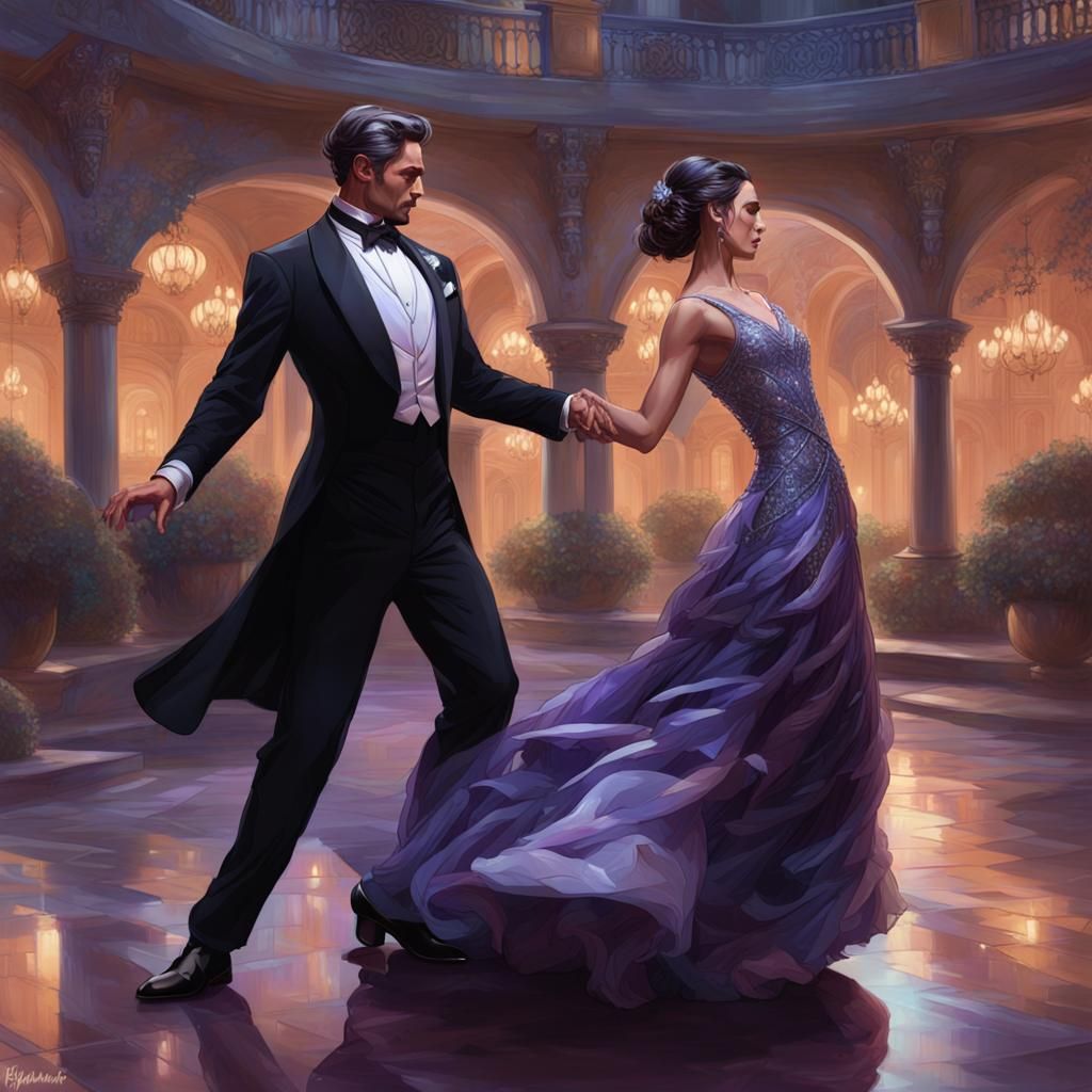 Ballroom Dance in Moonlight: Hyperdetailed Digital Portrait