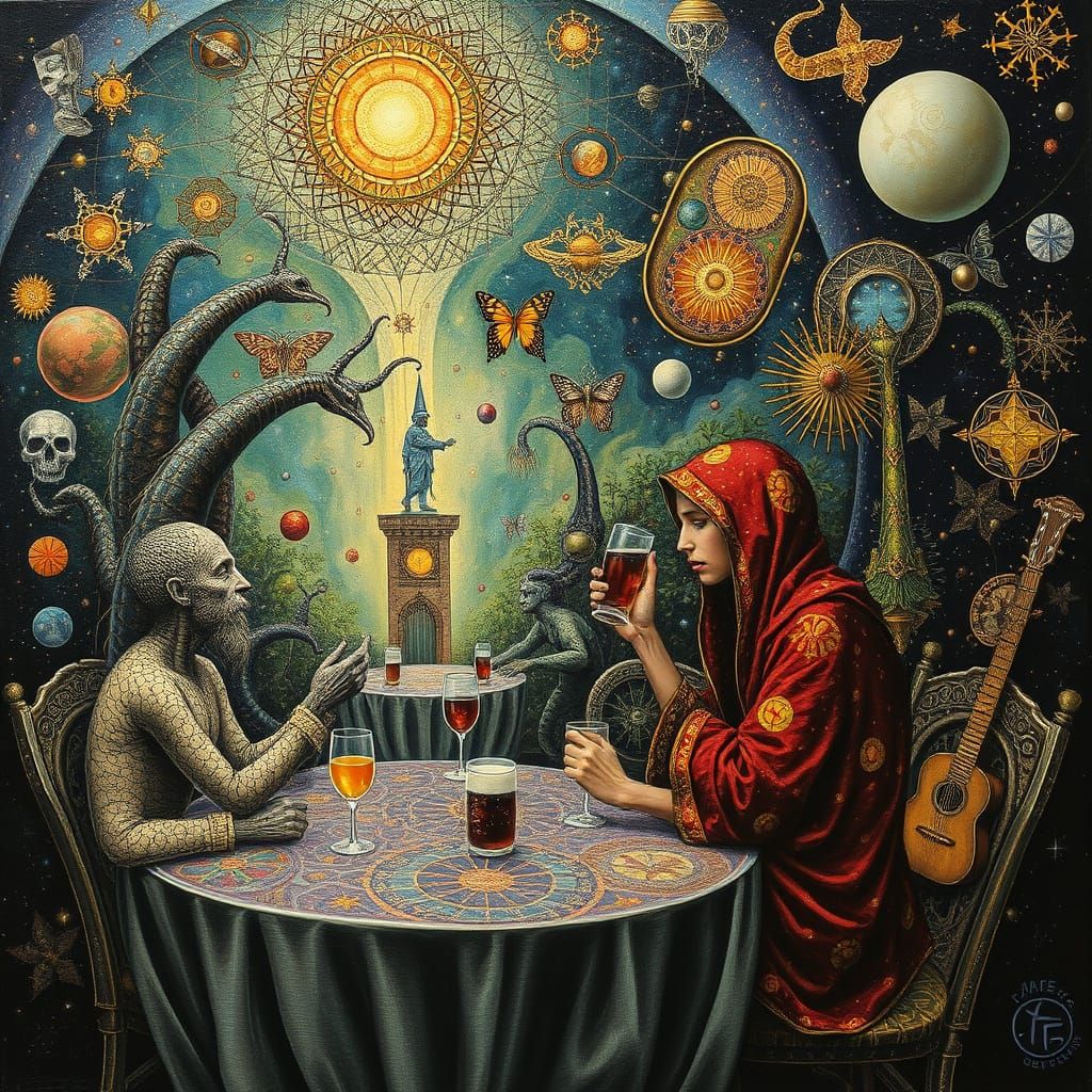 Psychedelic Utopia with Sacred Geometry, Bosch Style