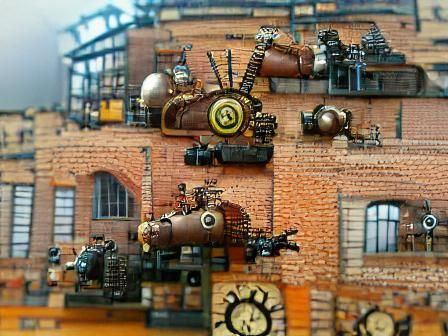 Detailed Steampunk Factory Digital Art