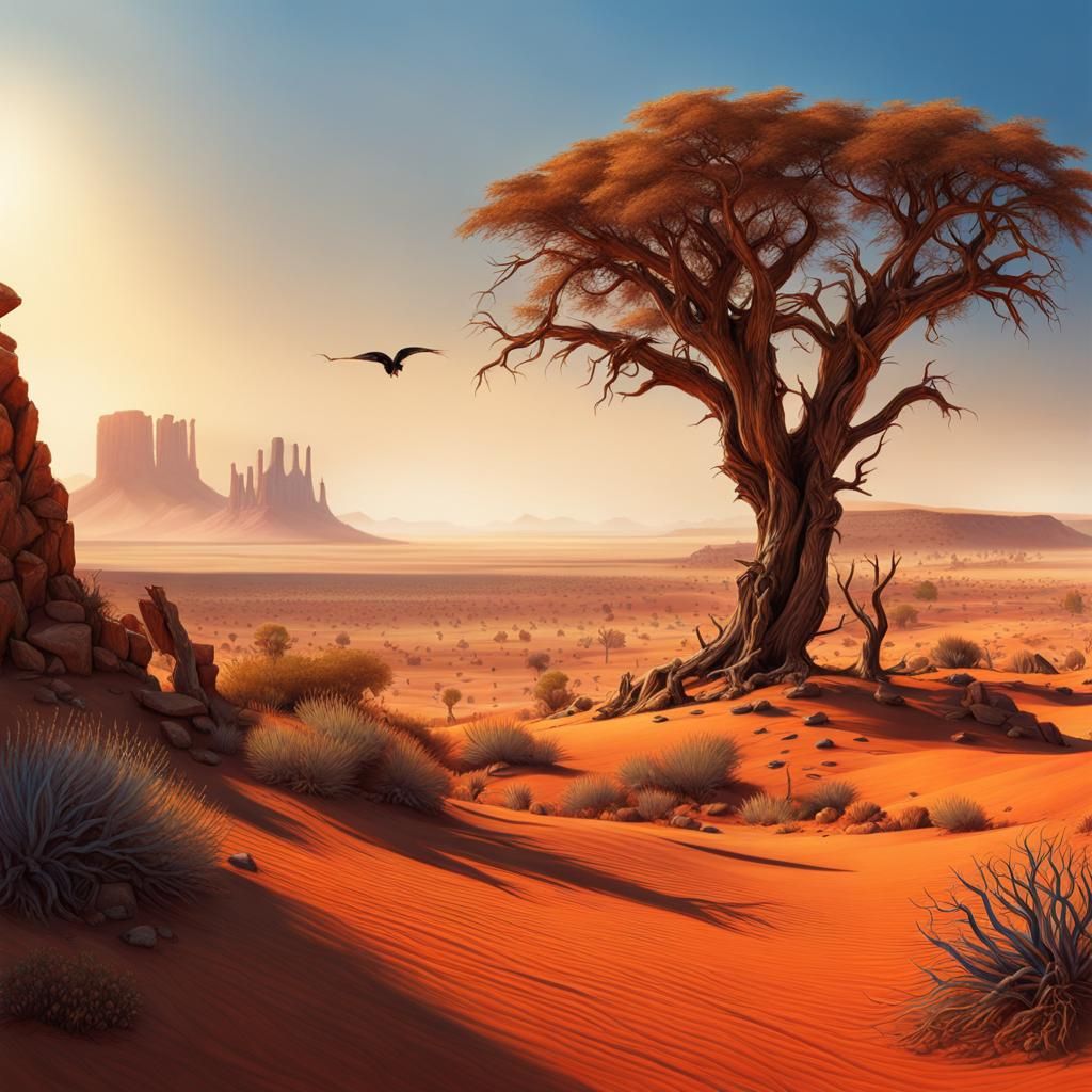 Desert Landscape with Dead Tree in Unreal Engine