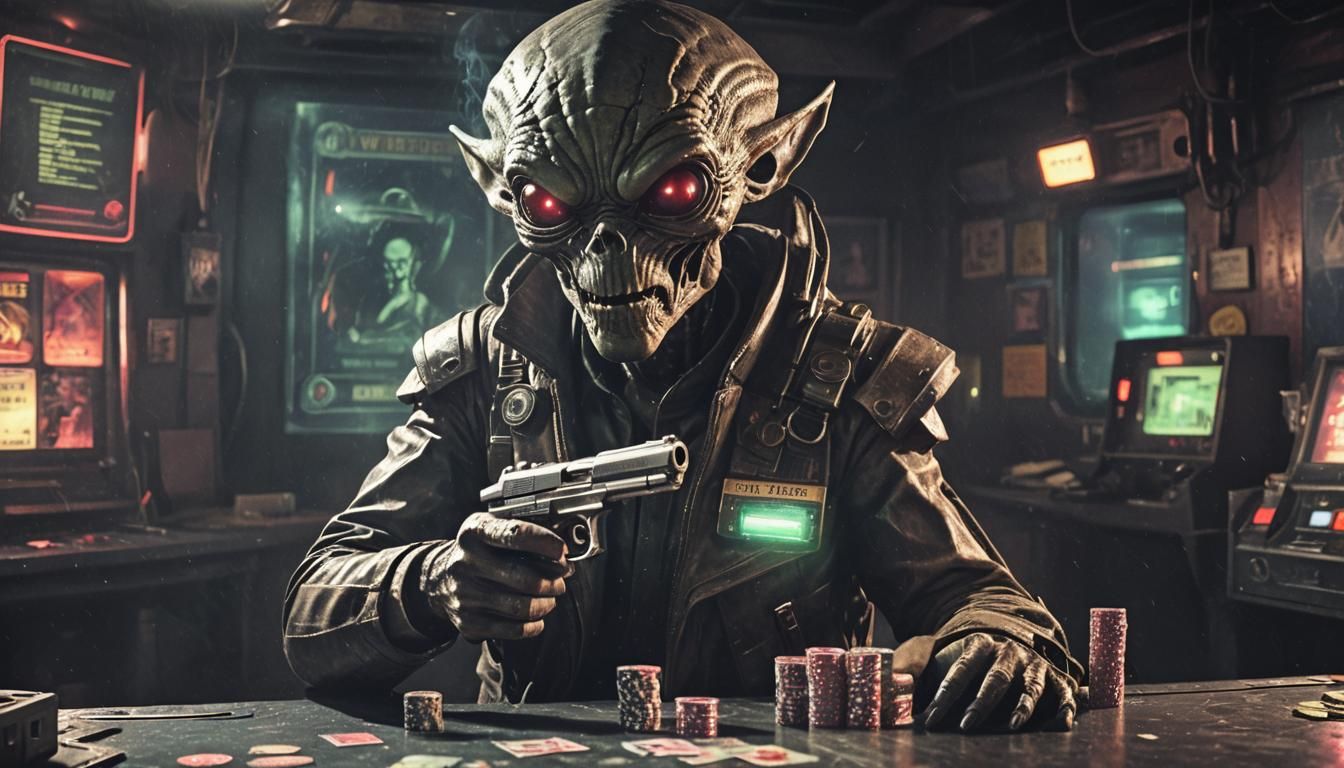 Interstellar Alien Outlaw Wanted Poster: Space Pirate