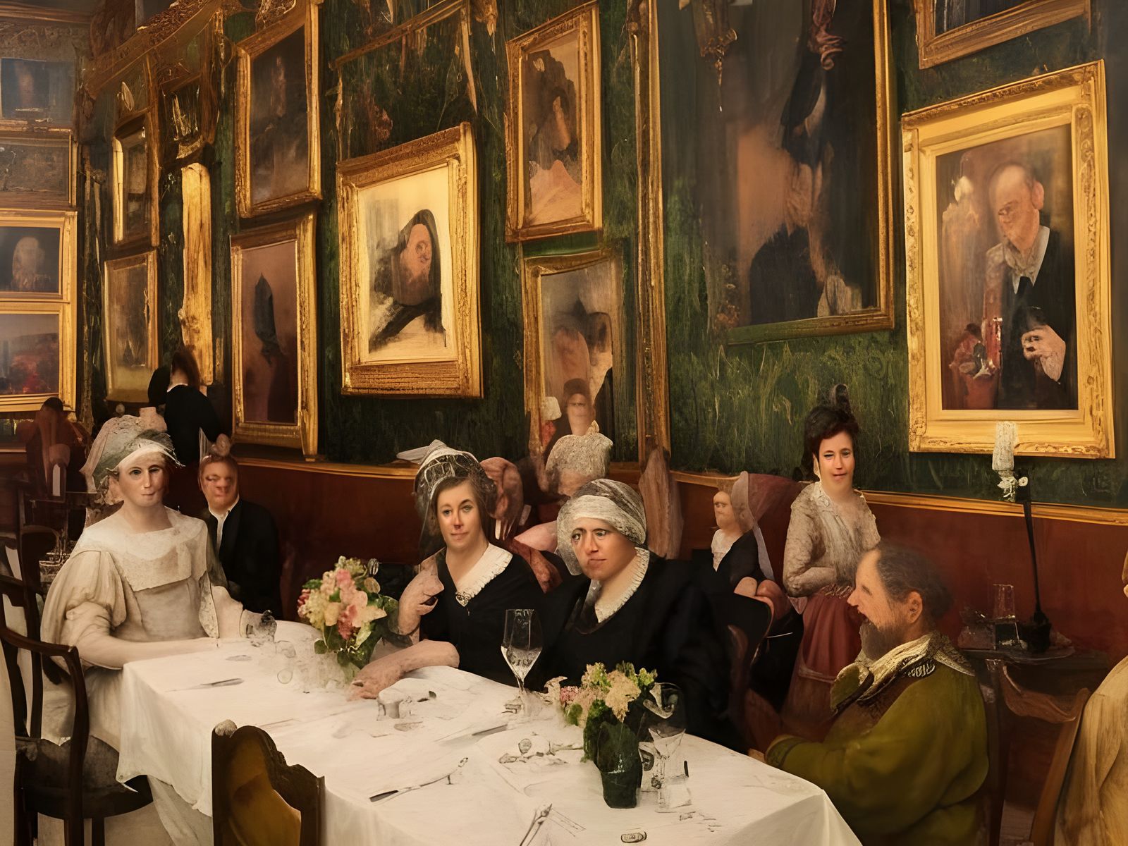 Elegant Women in Cafe: A Photorealistic Masterpiece