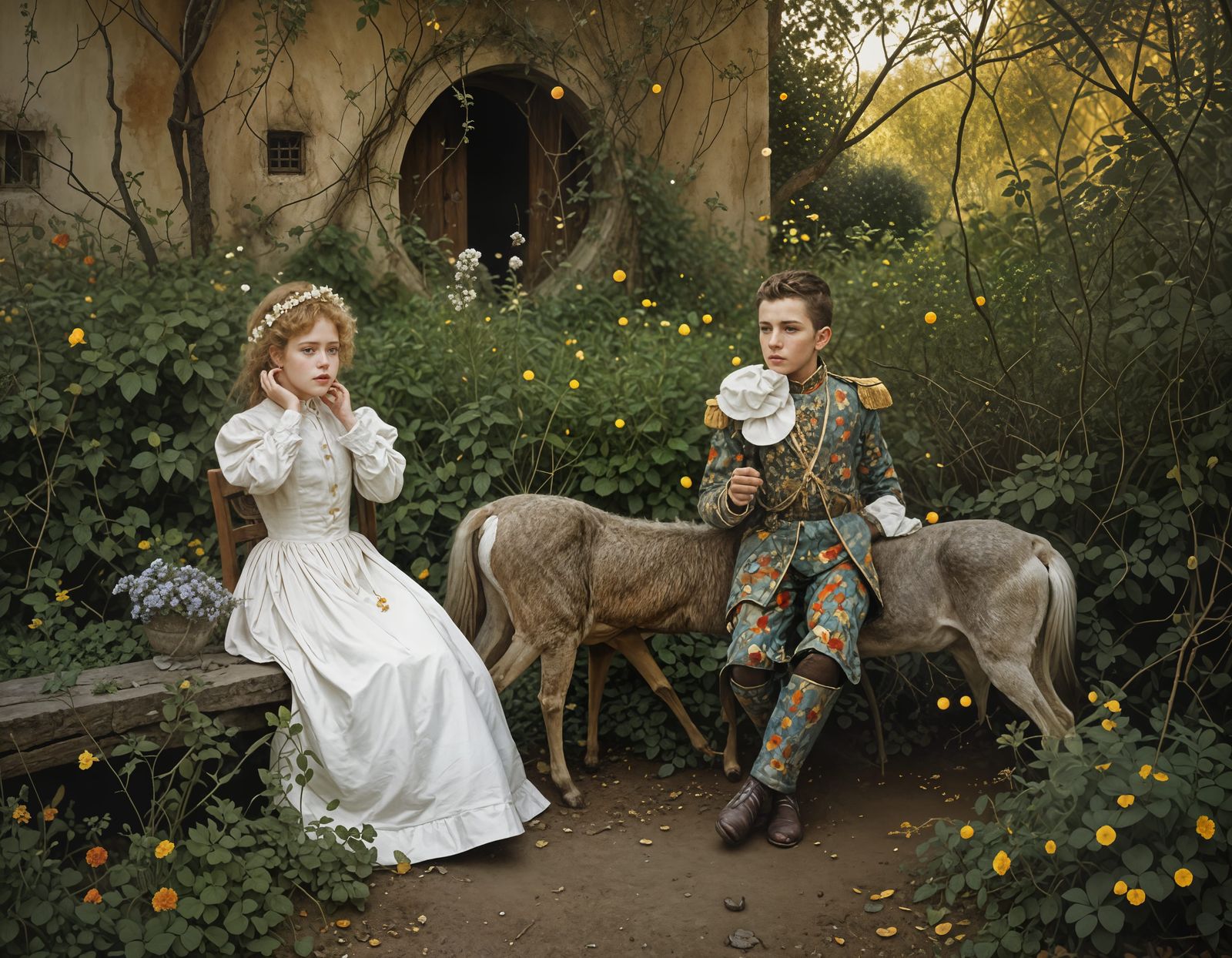 While the Princess readies herself, her Knight lounges on - uh - garden furniture...