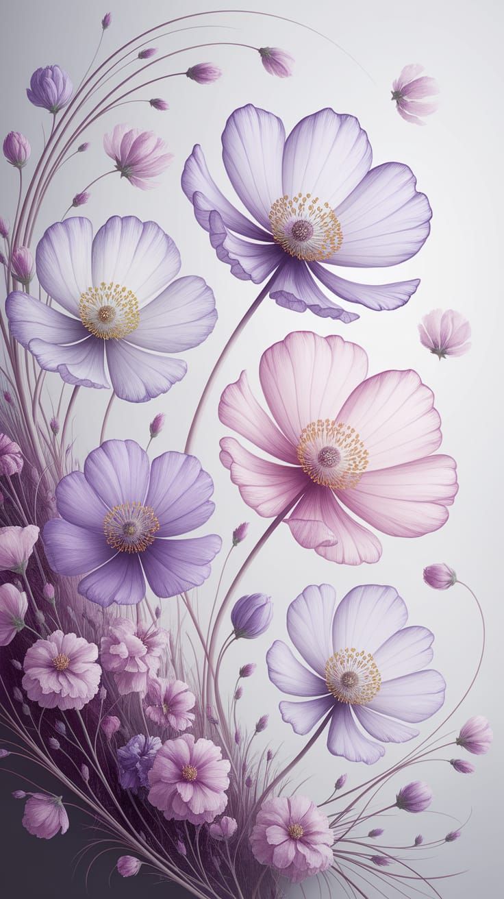 Ethereal Watercolor Blooms in Soft Pastel Hues