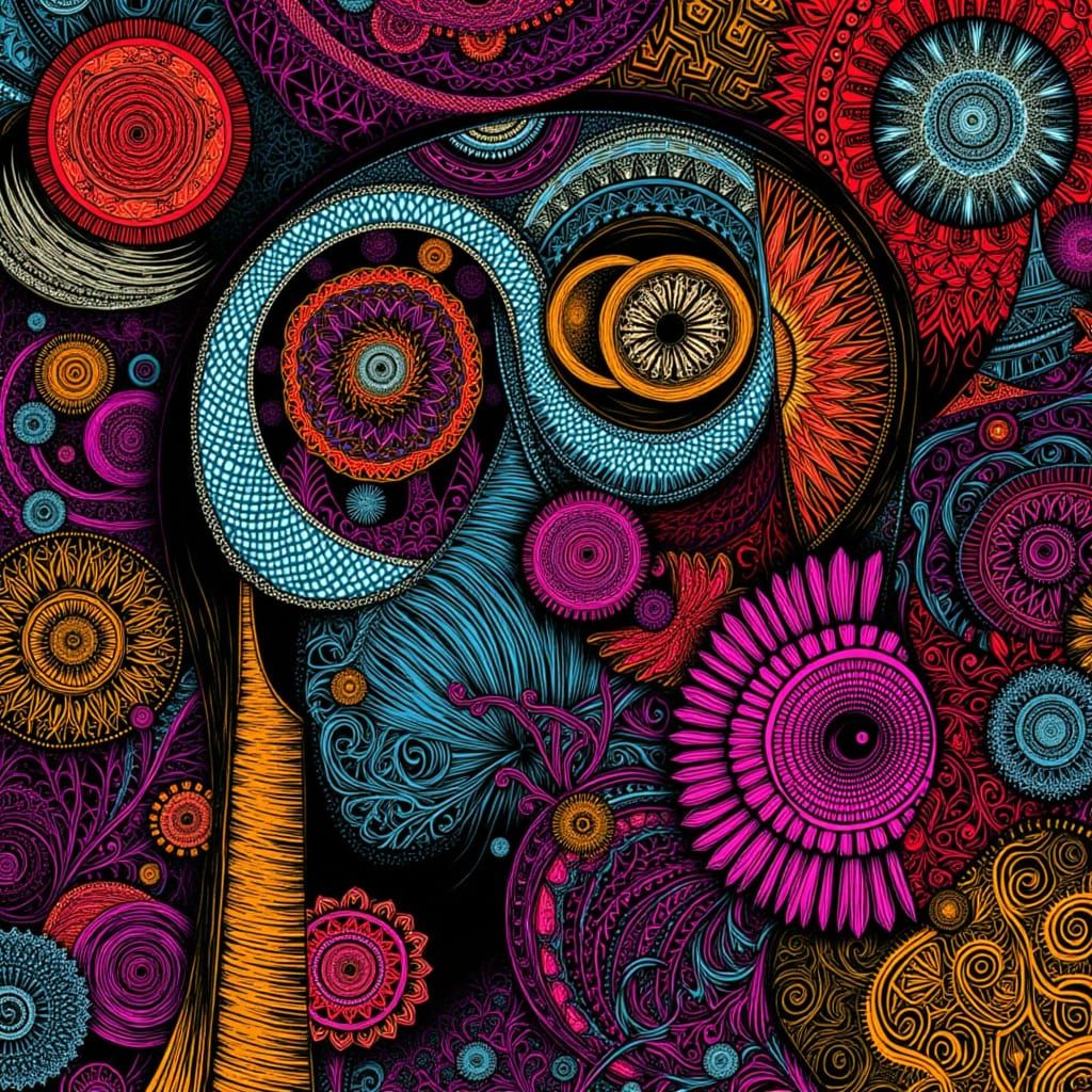 Eldritch Zentangle Pattern in Batik Style