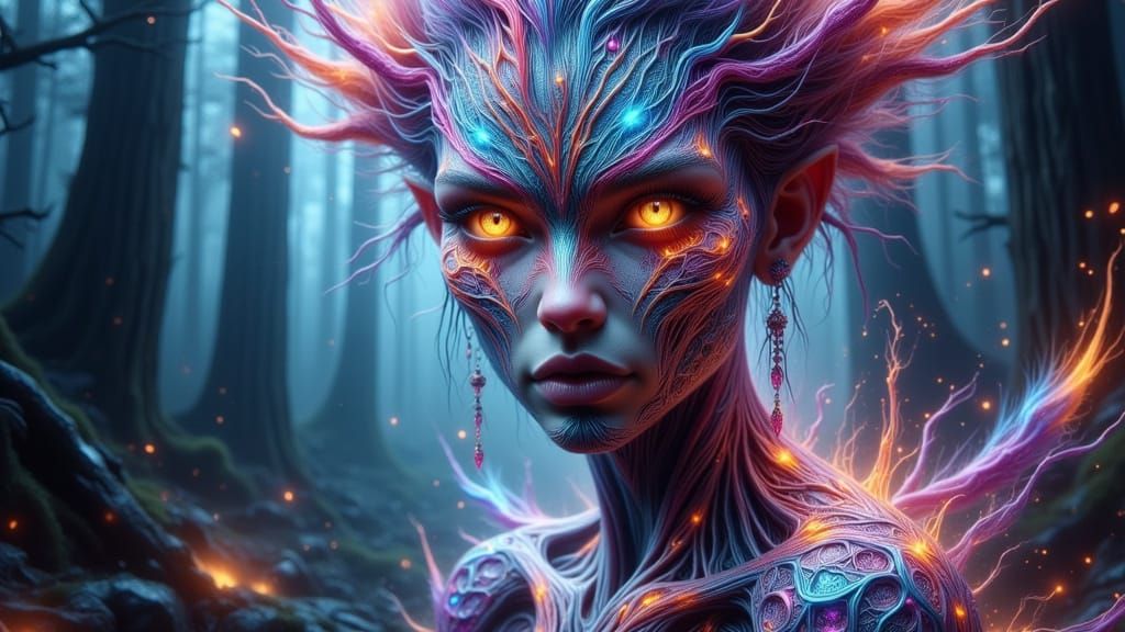 Fractal Fairy Queen in Rainbow Dreamscape