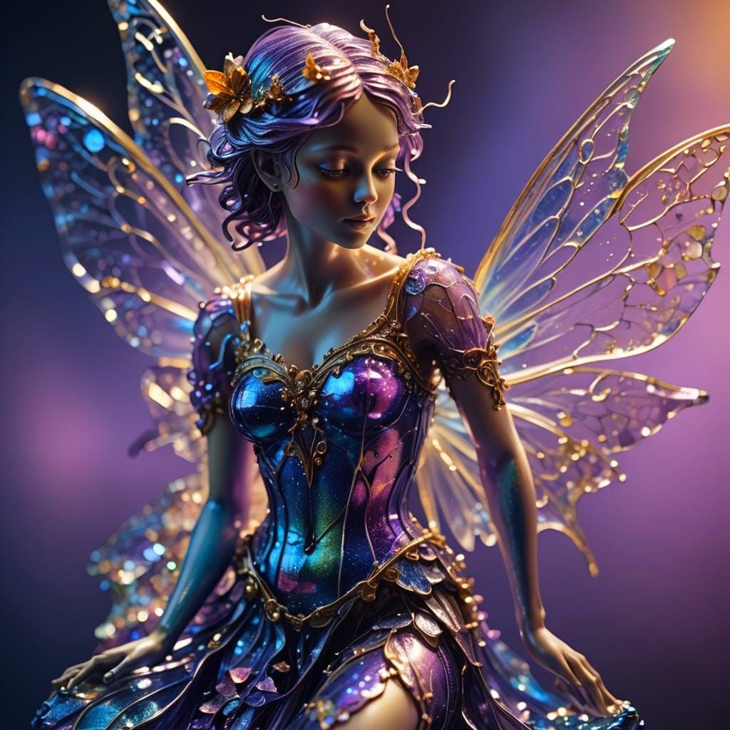 Dichroic Glass Art Fairy Figurine