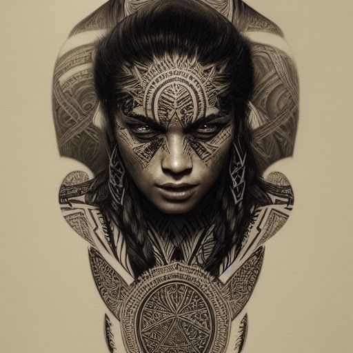 Hyperrealistic Samoan Goddess with Tattoos