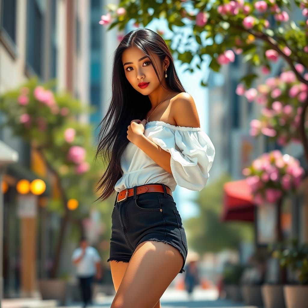 Taiwanese Woman in Stylish Urban Fashion