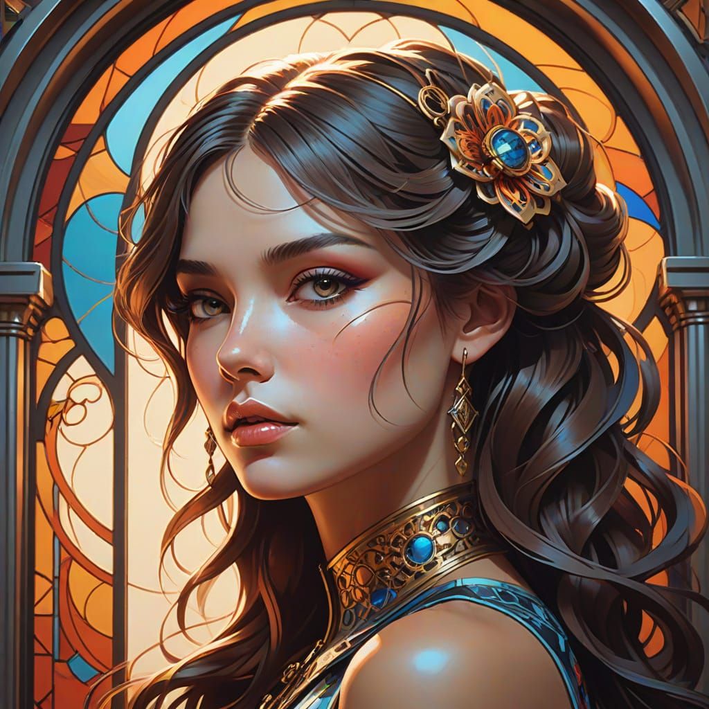 Stunning Digital Portrait Blending Reality and Architecture