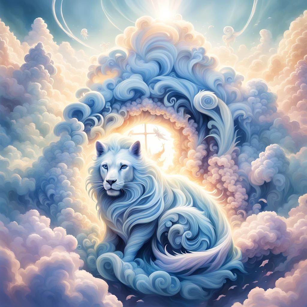 Ethereal Smoke Animals in Heavenly Cloudscape