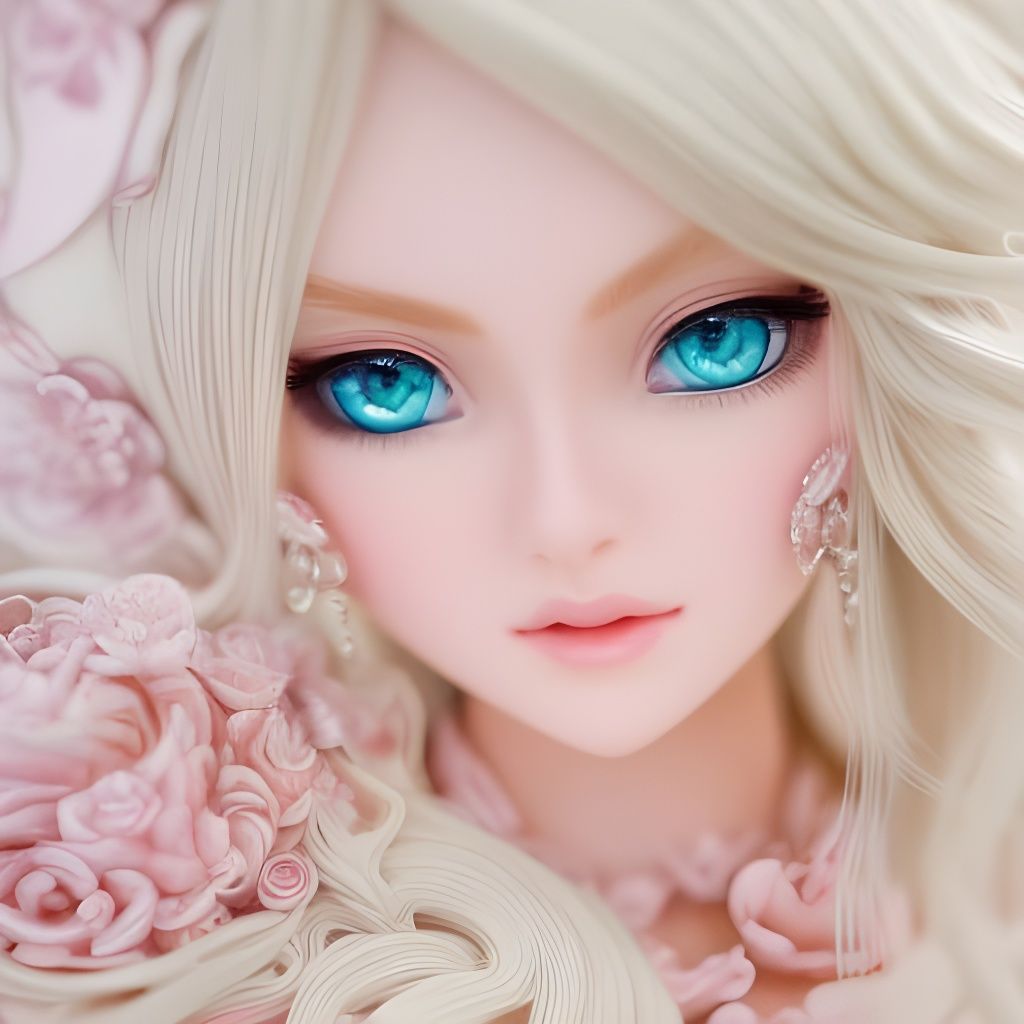 Smiling Blonde Anime Lady with Blue Eyes