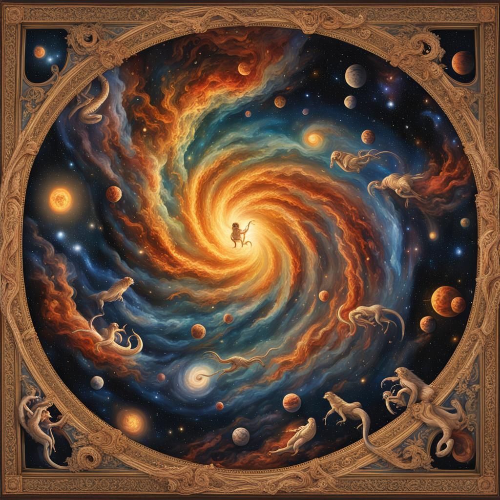 Celestial Zodiac Figures in Steampunk Style