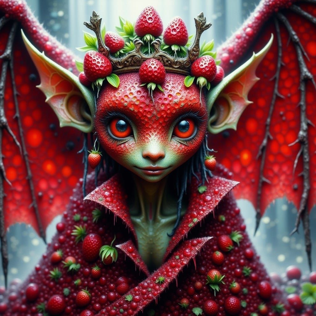 Strawberry Queen Fae in Impasto Style