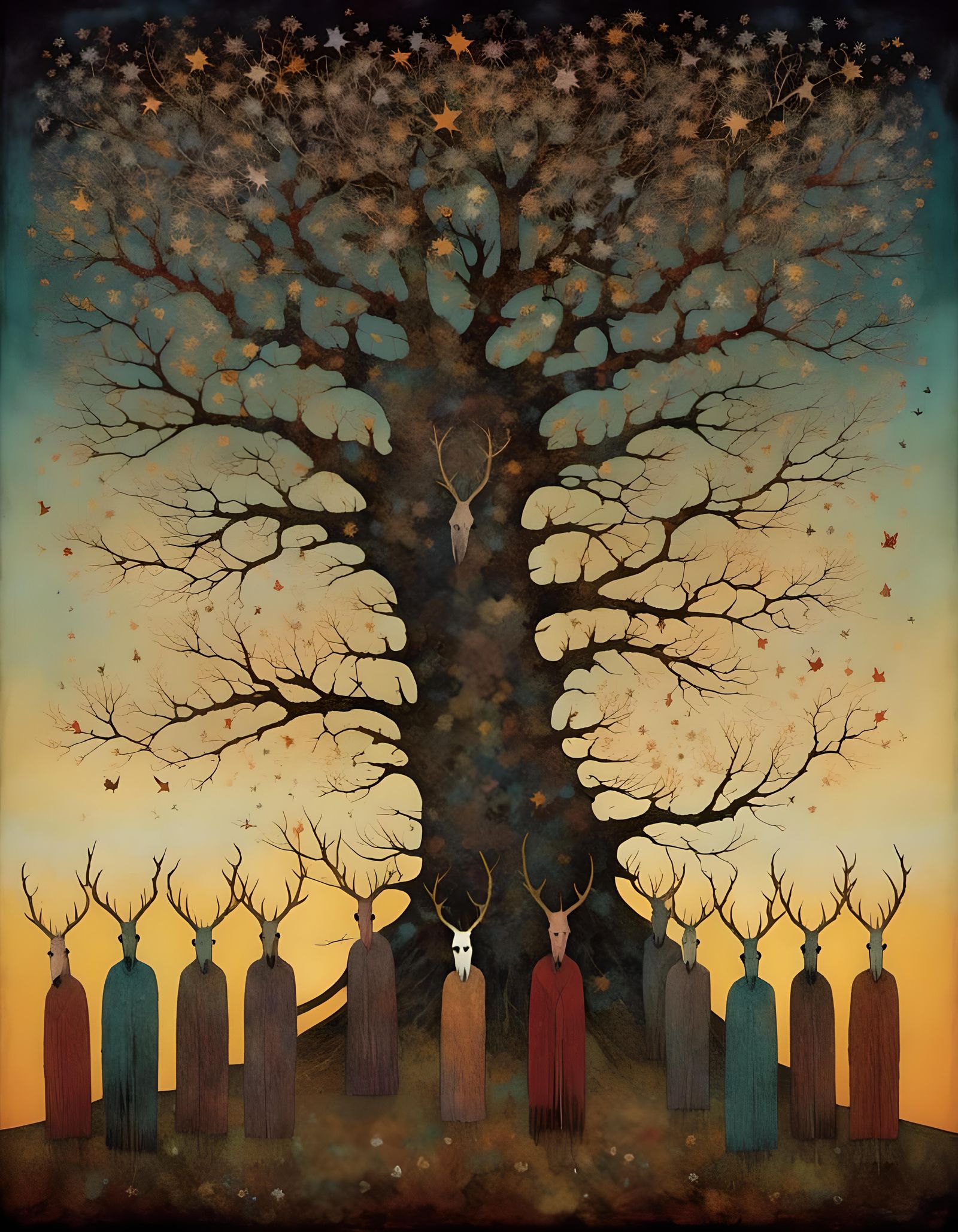 Druids Reach for Stars in Gothic Oak Grove