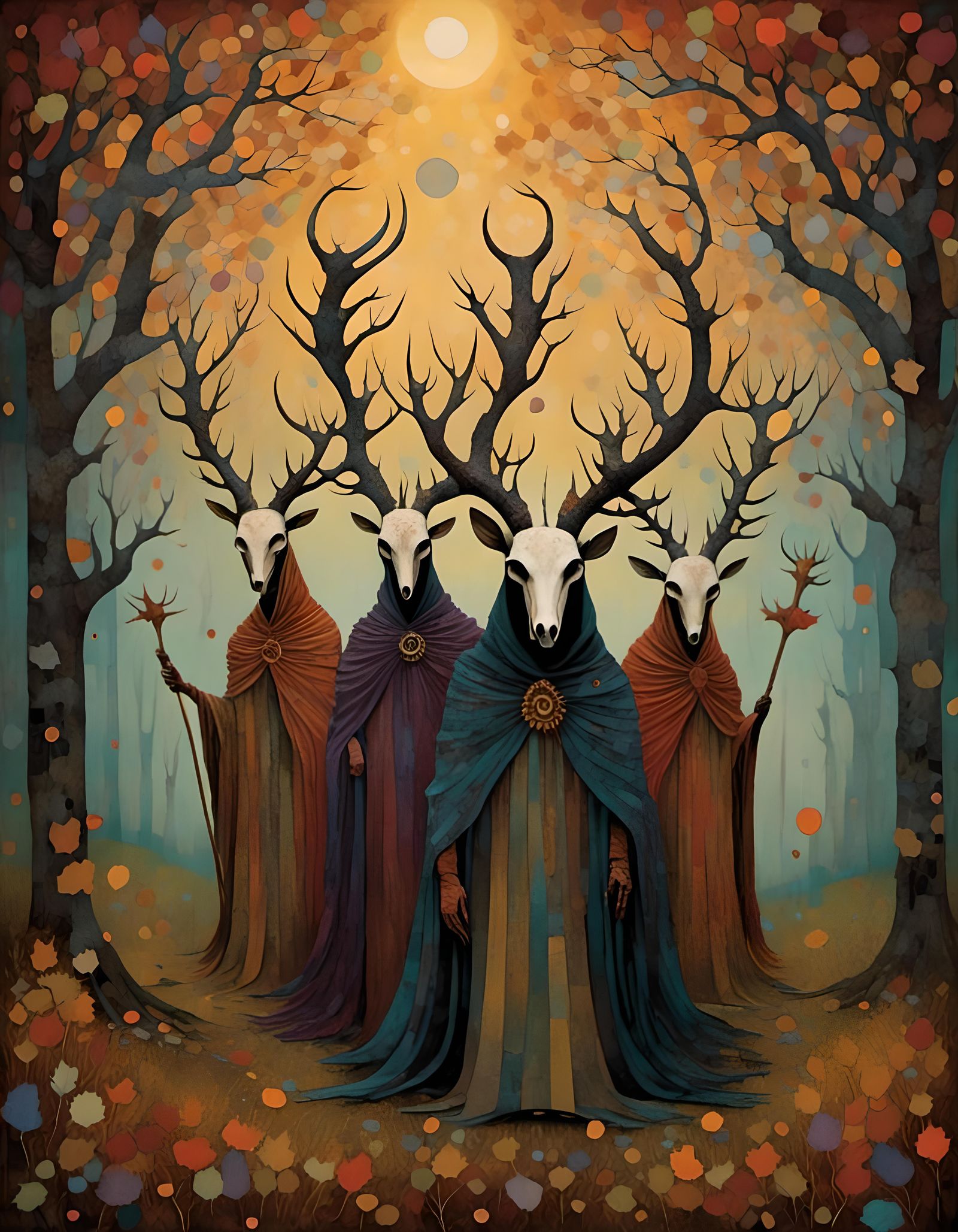 Druids in Deer Skull Masks Reach for Stars