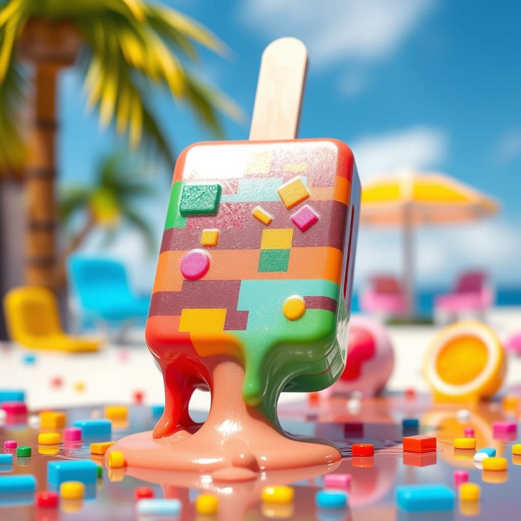 Melting Lego Popsicle in Camille Rose Garcia Style