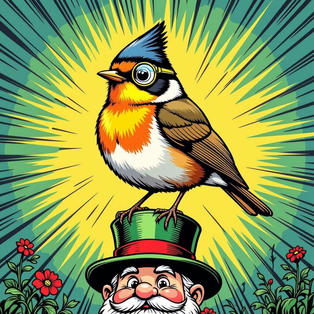 Proud Robin General Illustration in Pop Art Style