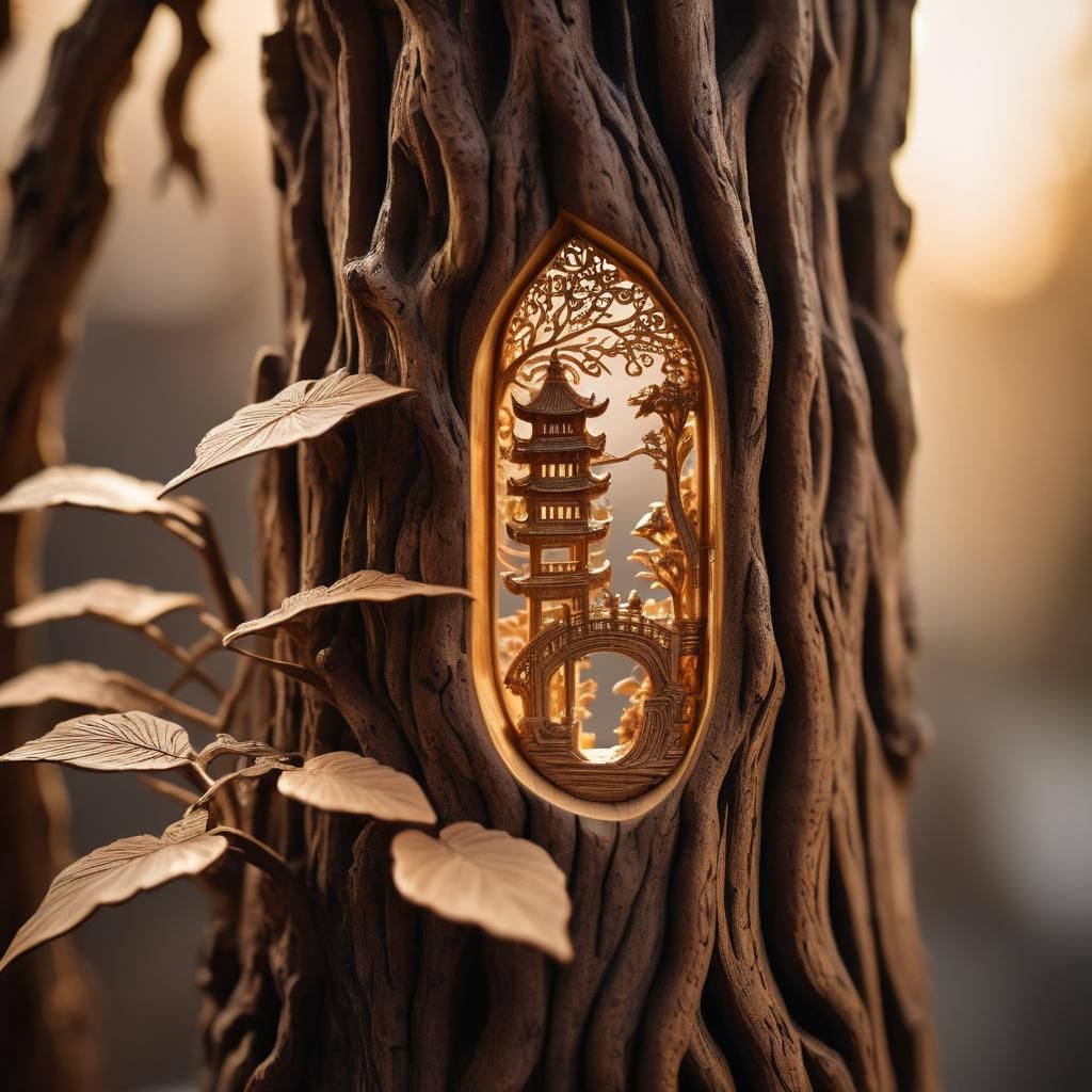 Pagoda carved in living tree