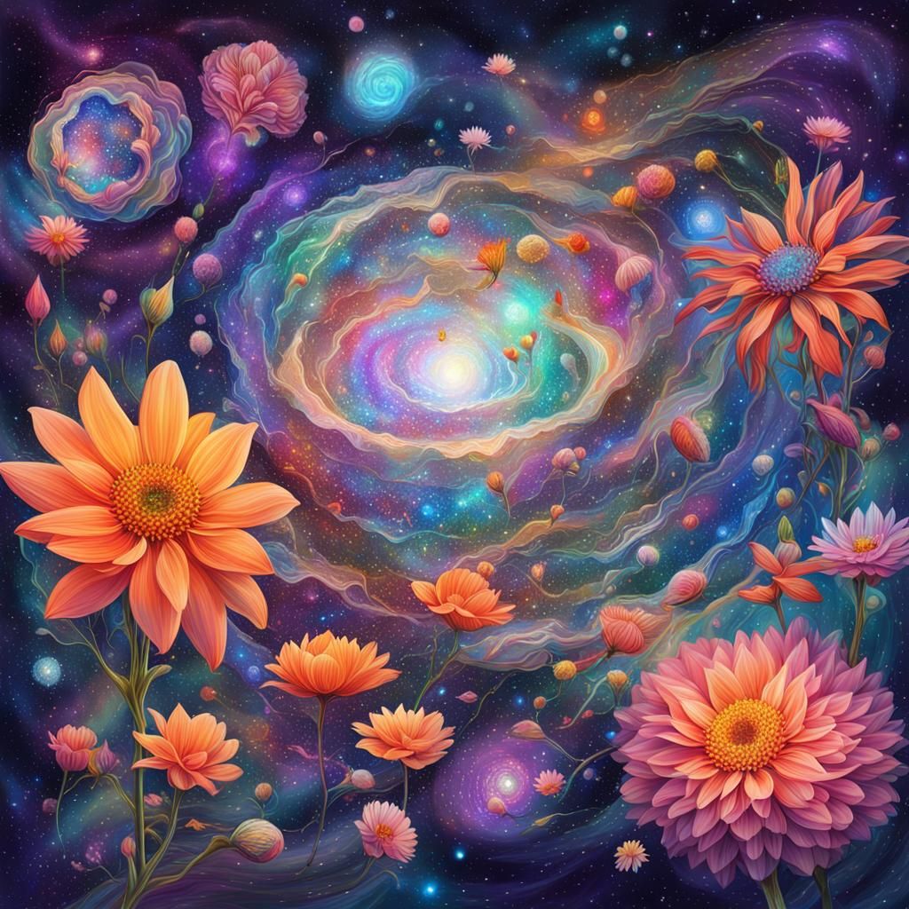 Holographic Flower Field in Astral Cosmic Style