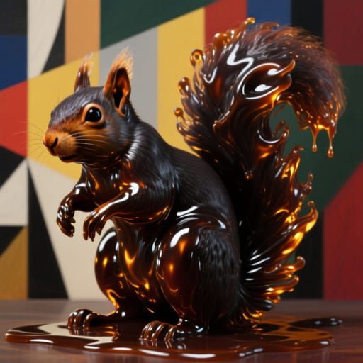 Coca Cola Squirrel in Abstract Geometric Style