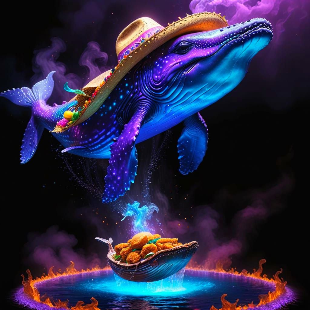 Cosmic Whale in Psychedelic Sea