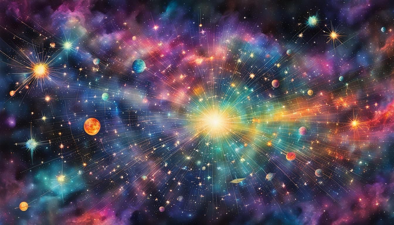 Big Bang Star Map in Watercolor Style