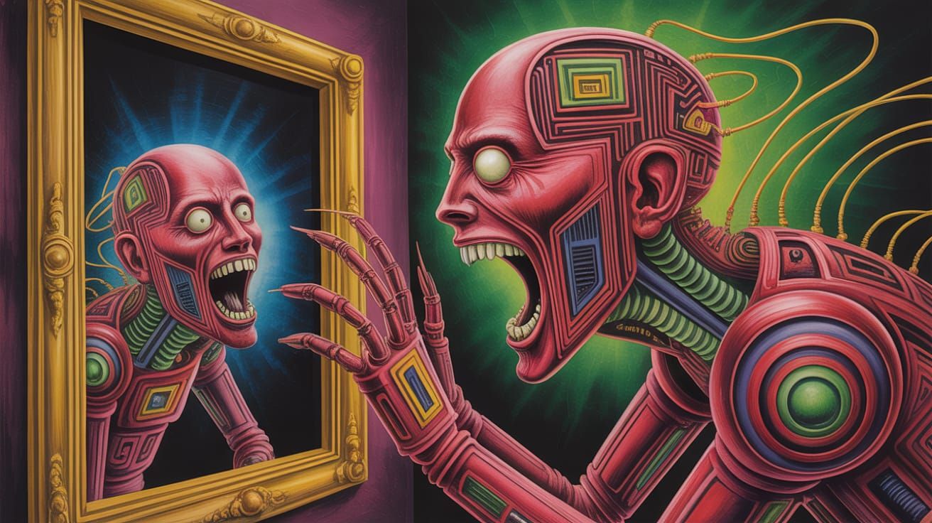 Surreal Murder Bot Circuit Board Scream