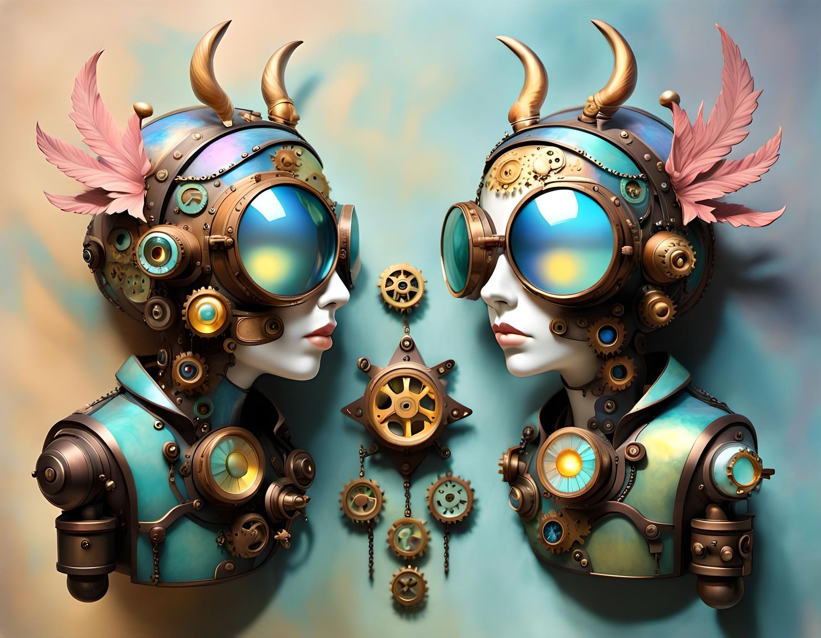 Pastel Steampunk Kangarex with Cloisonné Details