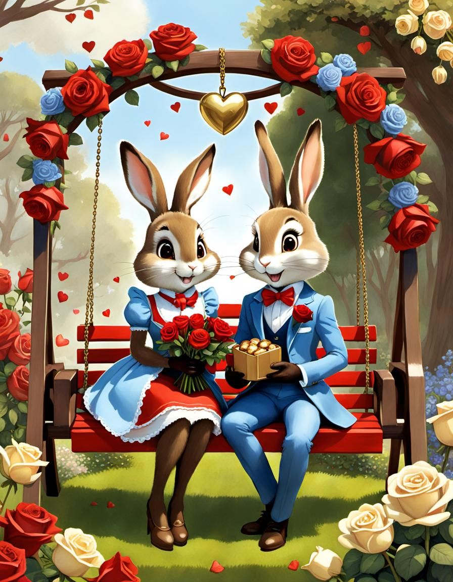 Anthropomorphic Bunnies Celebrate Valentine's Day in Storybo...
