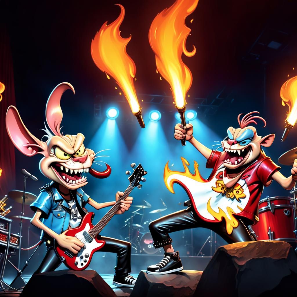 Cartoon Metal Band Concert in Pop Art Style