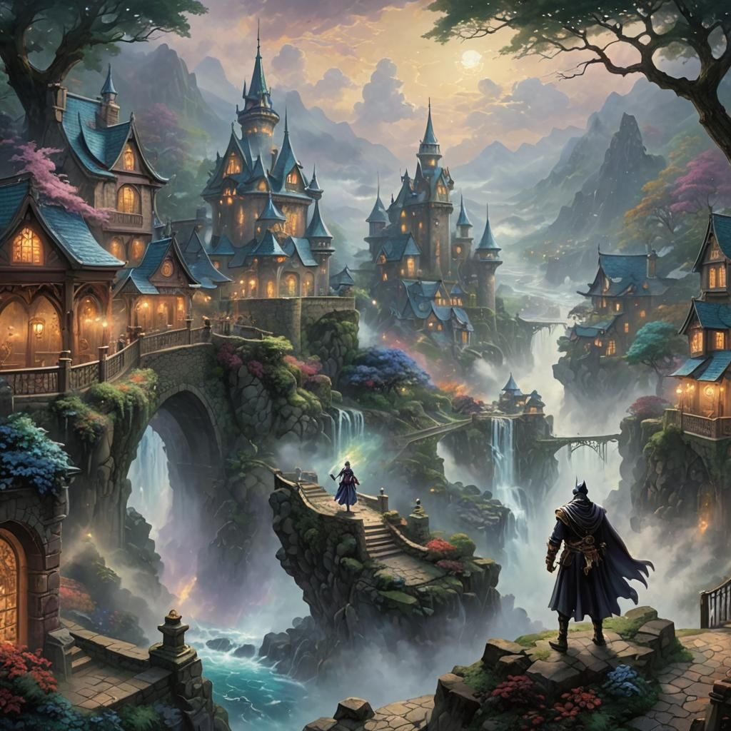 Anime Villain Showdown in Ethereal Fantasy Style