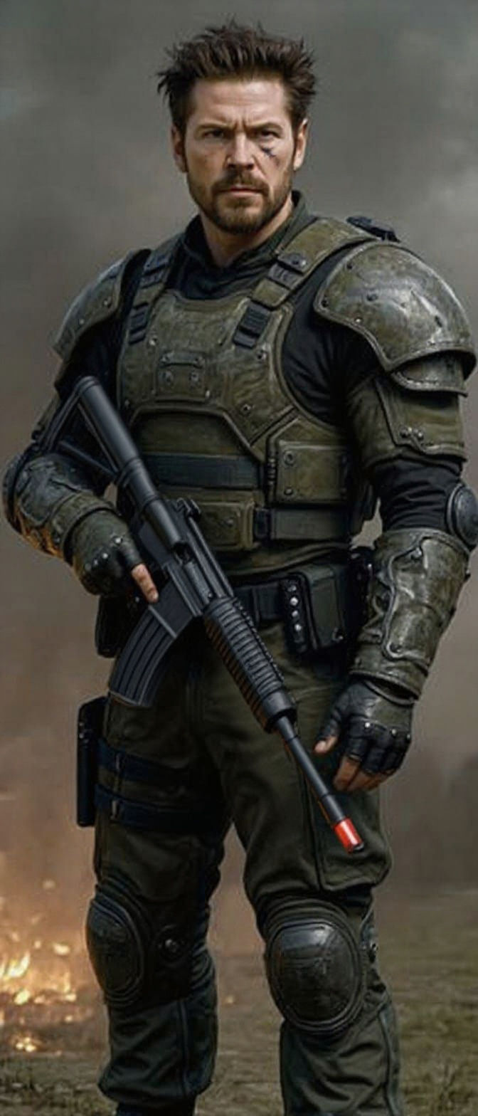 Futuristic Soldier in Combat Armor: Digital Art