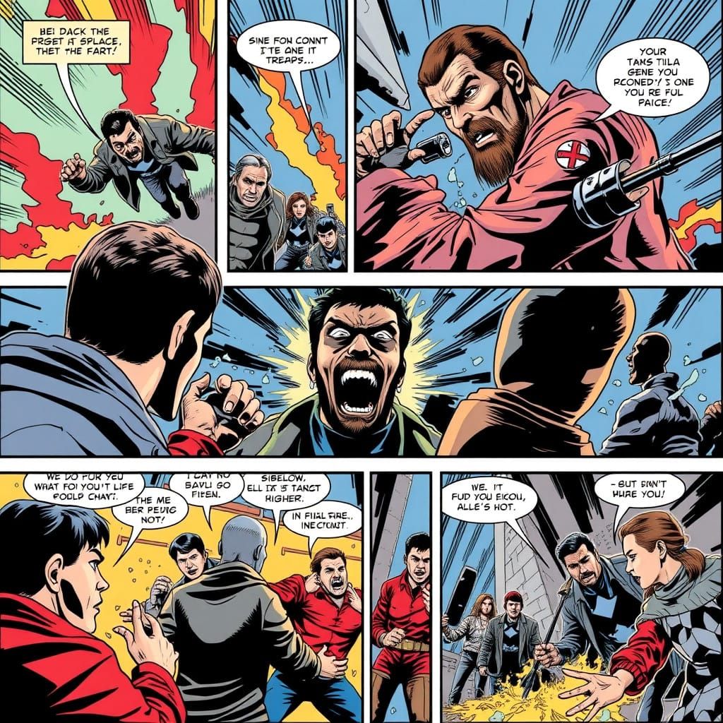Dynamic Comic Book Scene in Modern Digital Art Style
