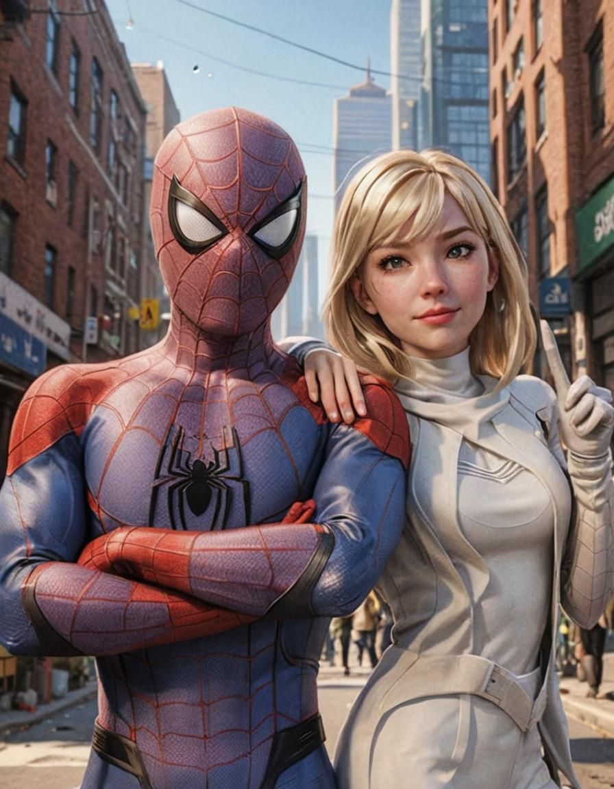 Spider-Man and Gwen Stacy: 3D Anime Art
