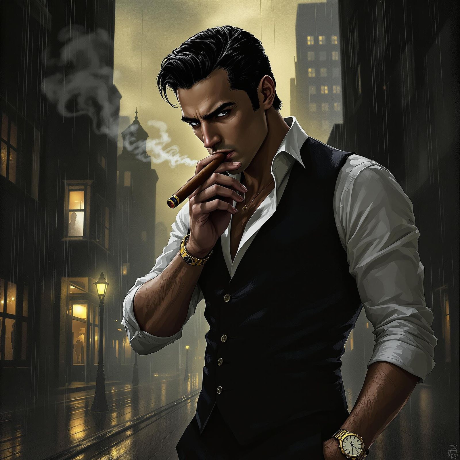 Suave Mafioso in Noir Style