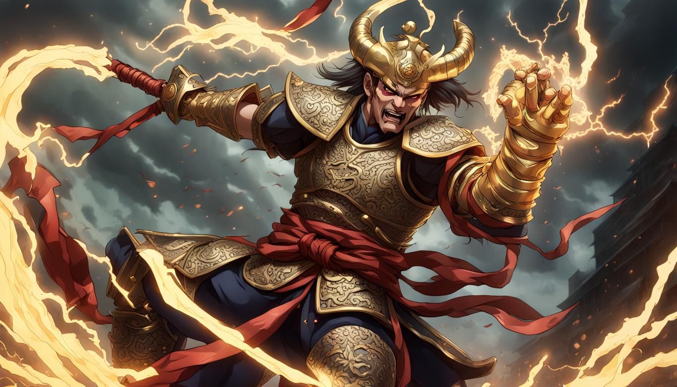 Electrified Warrior Strikes with Lightning Power