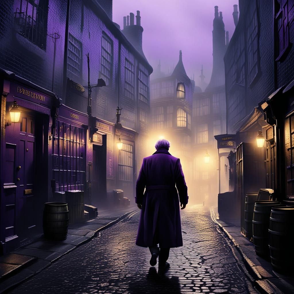 Foggy London Street: Dark Fantasy Concept Art